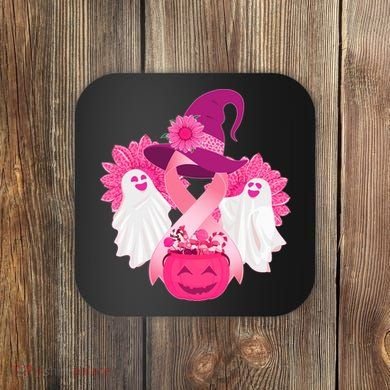 Cute Halloween Breast Cancer Awareness Coaster