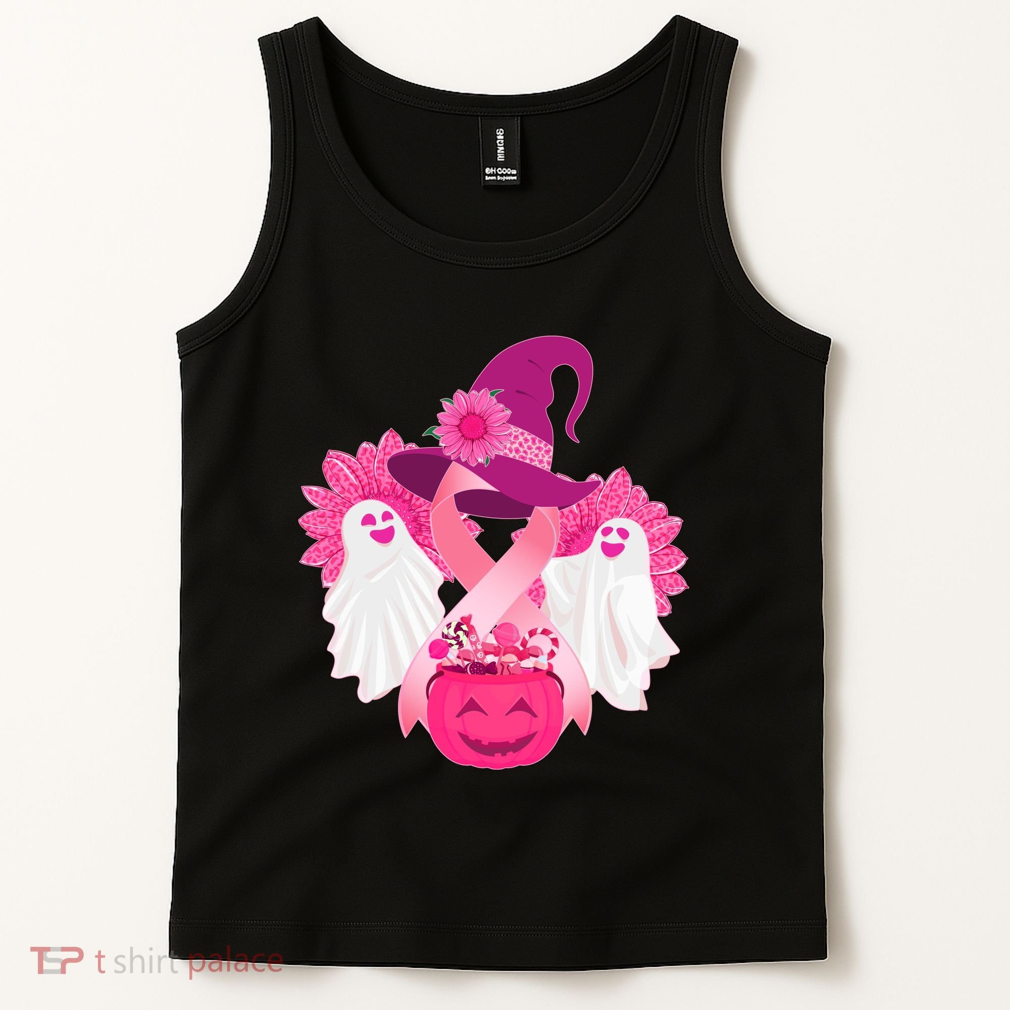 Cute Halloween Breast Cancer Awareness Tank Top