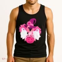 Cute Halloween Breast Cancer Awareness Tank Top thumb 3