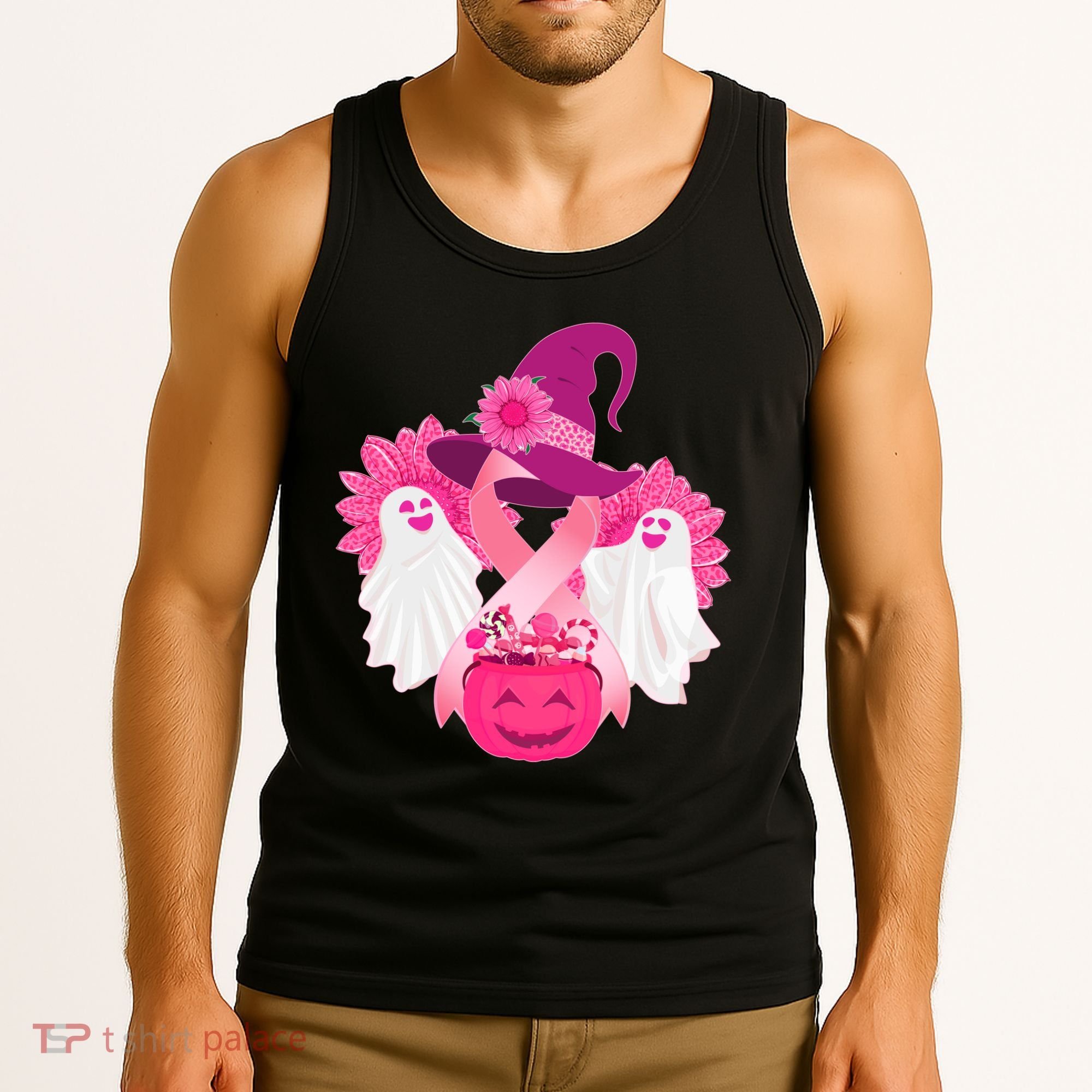 Cute Halloween Breast Cancer Awareness Tank Top