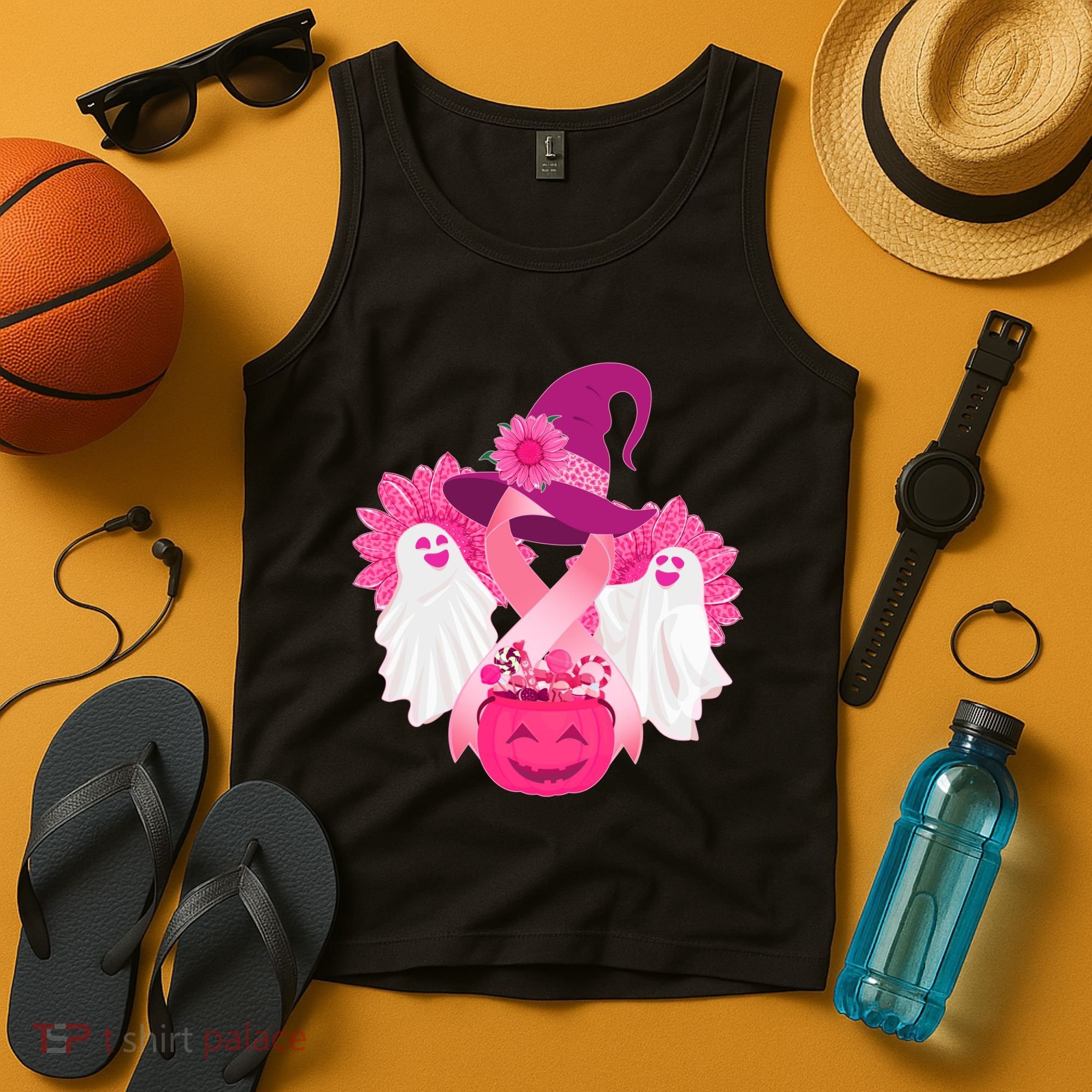 Cute Halloween Breast Cancer Awareness Tank Top