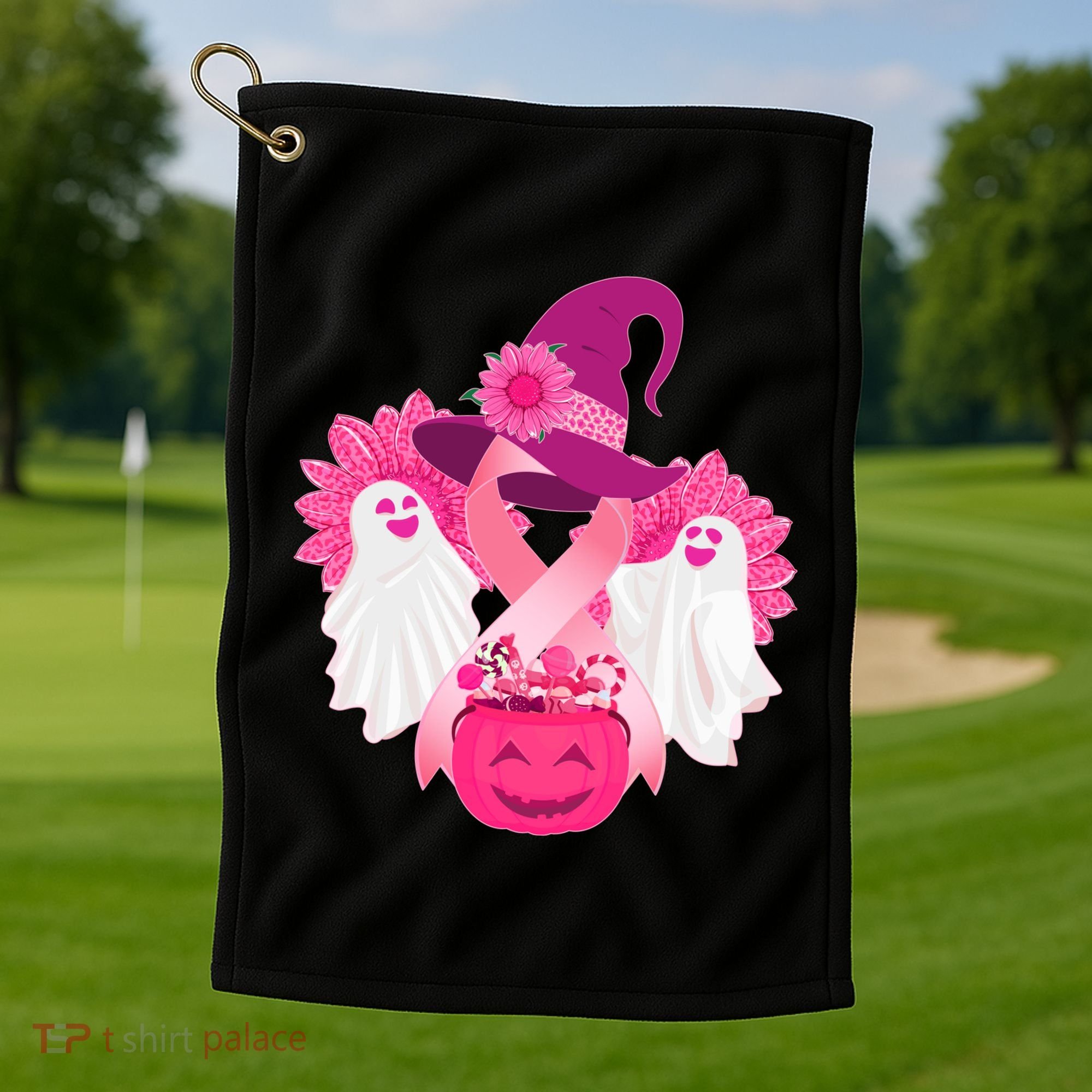 Cute Halloween Breast Cancer Awareness Golf Towel