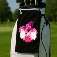 Cute Halloween Breast Cancer Awareness Golf Towel thumb 2