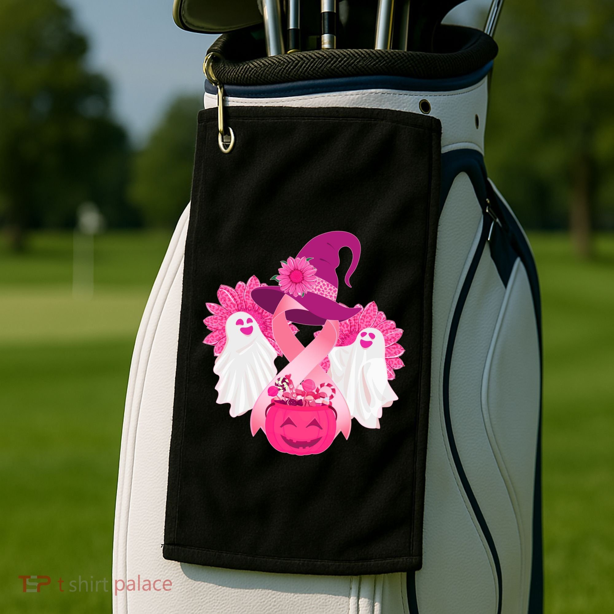 Cute Halloween Breast Cancer Awareness Golf Towel