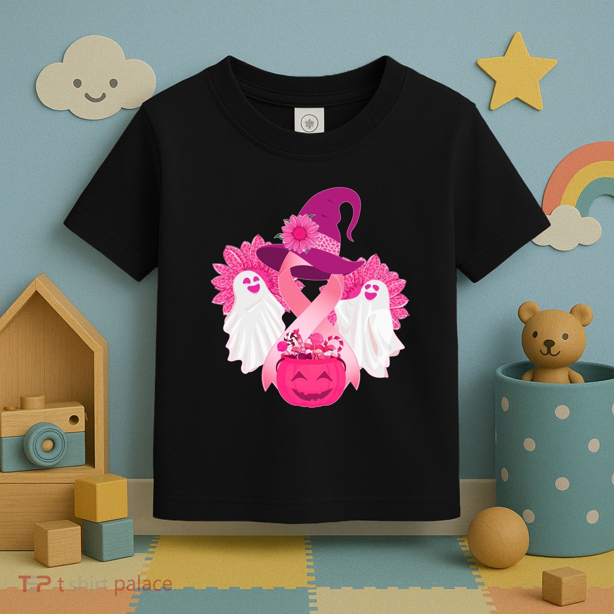 Cute Halloween Breast Cancer Awareness Toddler T-Shirt
