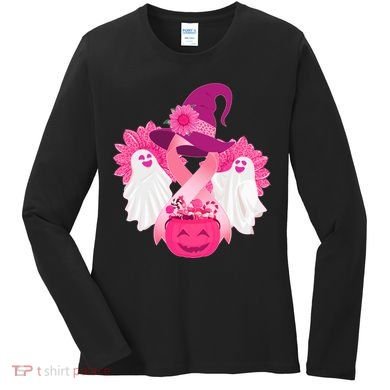 Cute Halloween Breast Cancer Awareness Women's Long Sleeve Shirt