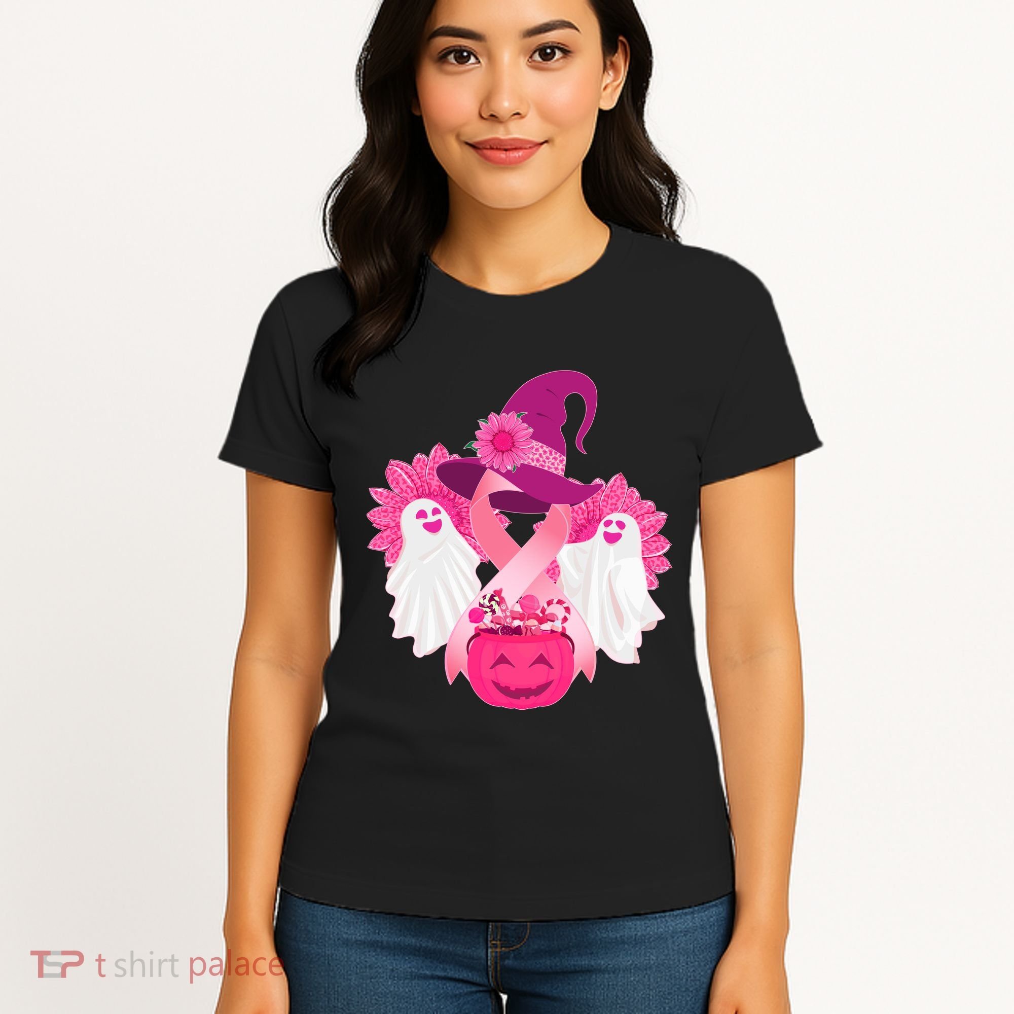 Cute Halloween Breast Cancer Awareness Women's T-Shirt