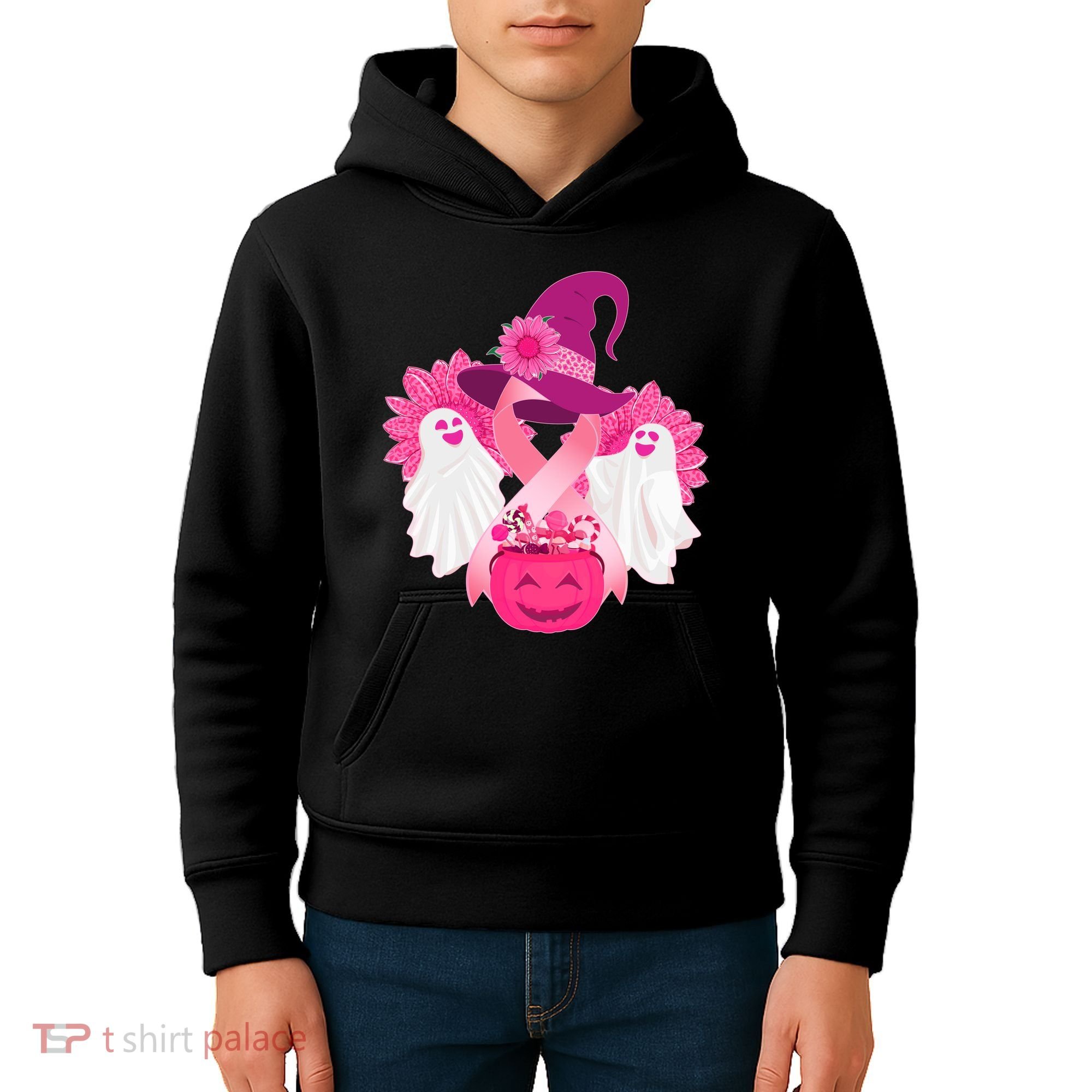 Cute Halloween Breast Cancer Awareness Kids Hoodie