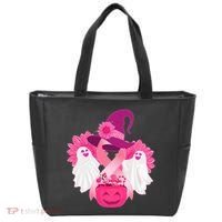 Cute Halloween Breast Cancer Awareness Tote Bag thumb 0