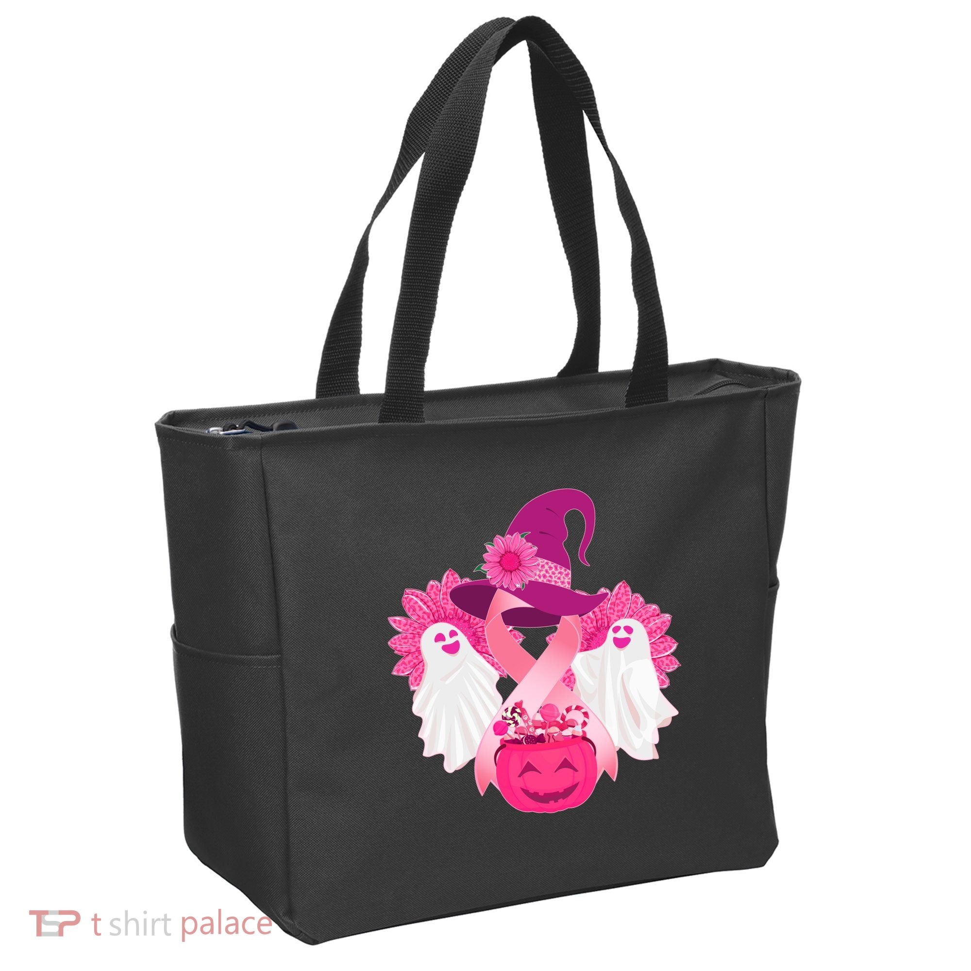 Cute Halloween Breast Cancer Awareness Tote Bag