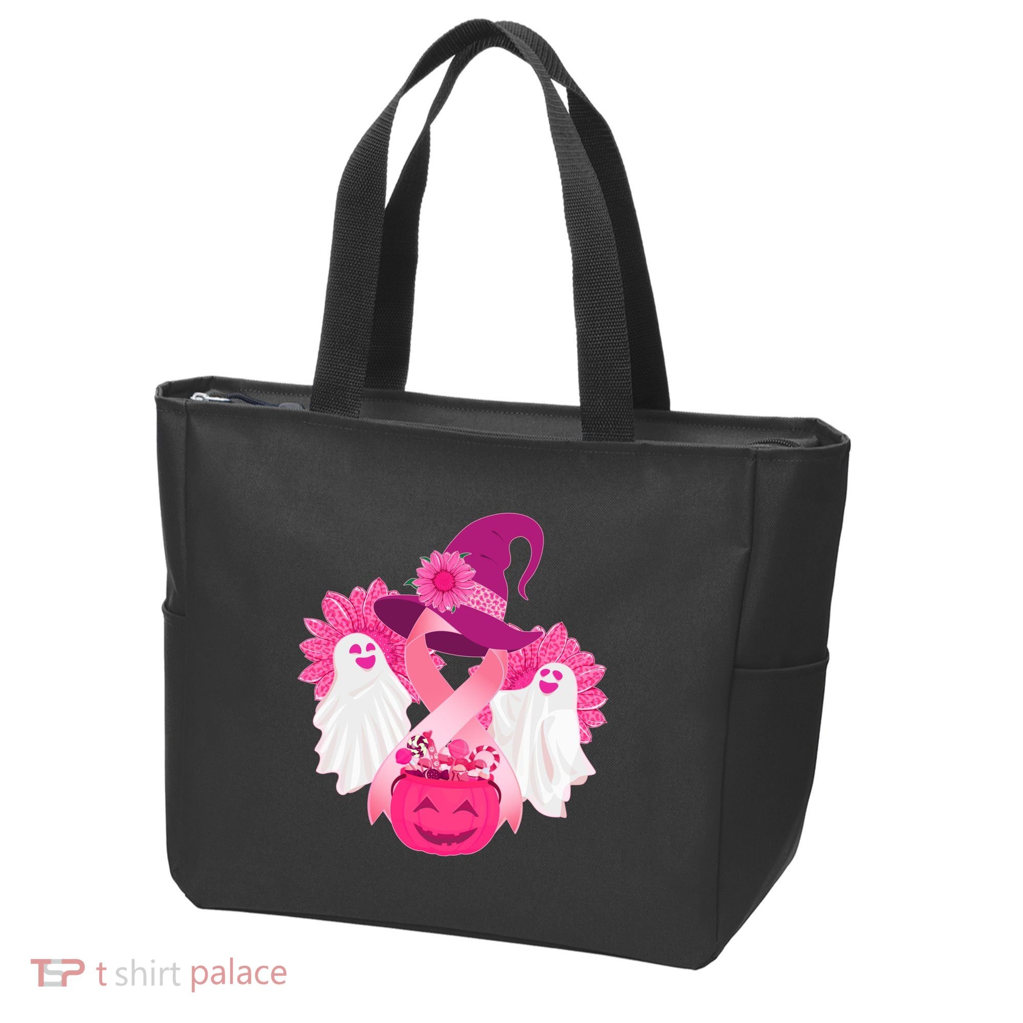 Cute Halloween Breast Cancer Awareness Tote Bag