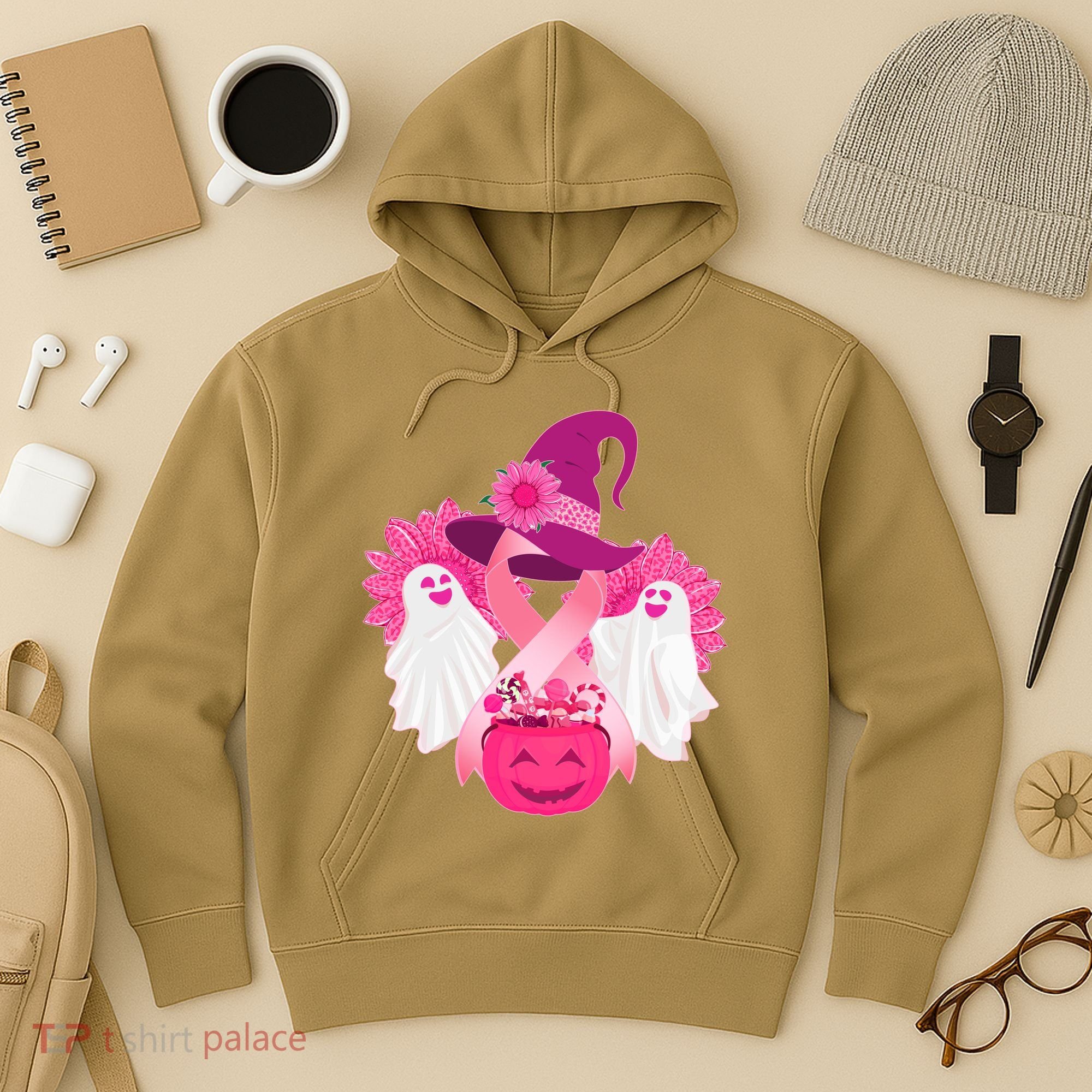 Cute Halloween Breast Cancer Awareness Hoodie