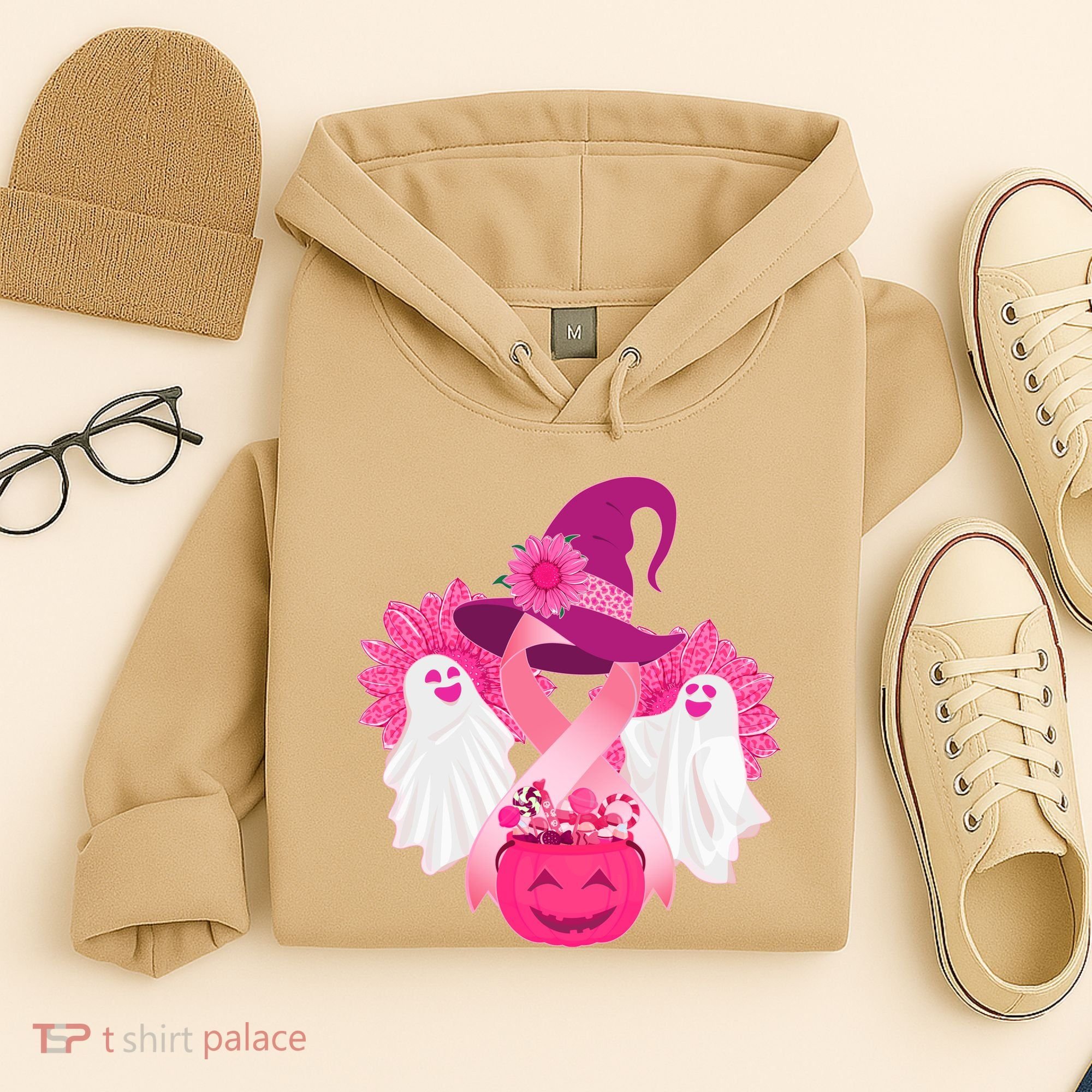 Cute Halloween Breast Cancer Awareness Hoodie