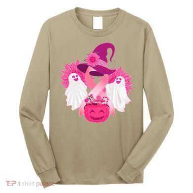 Cute Halloween Breast Cancer Awareness Long Sleeve Shirt
