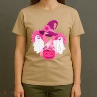 Cute Halloween Breast Cancer Awareness T-Shirt thumb 4