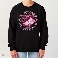 Cute Halloween Breast Cancer Awareness In October We Wear Pink Witch Women's Sweatshirt thumb 0