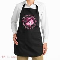 Cute Halloween Breast Cancer Awareness In October We Wear Pink Witch Apron thumb 2