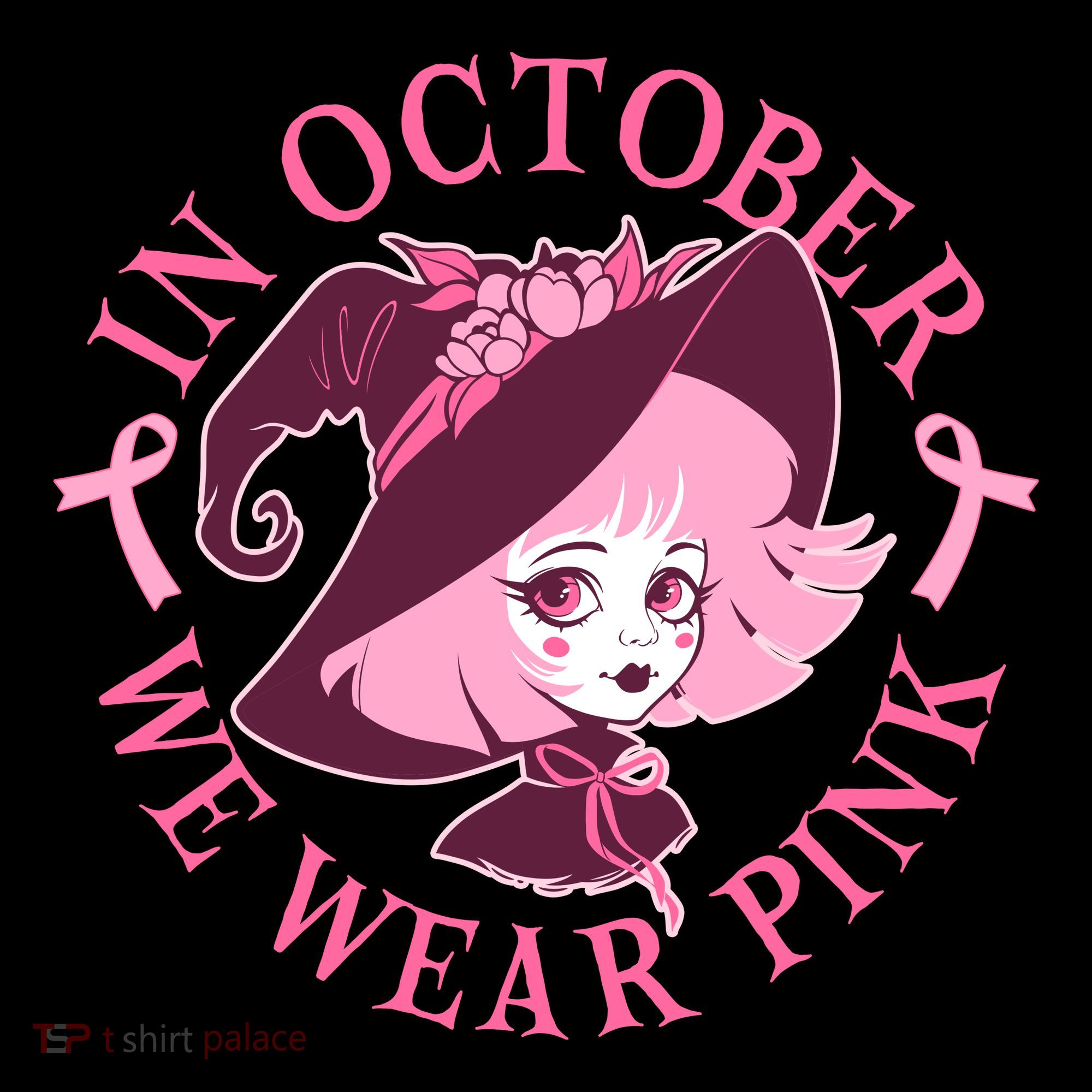Cute Halloween Breast Cancer Awareness In October We Wear Pink Witch Coffee Mug