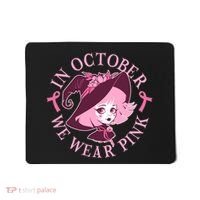 Cute Halloween Breast Cancer Awareness In October We Wear Pink Witch Mousepad thumb 0