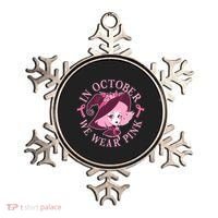 Cute Halloween Breast Cancer Awareness In October We Wear Pink Witch Ornament thumb 0