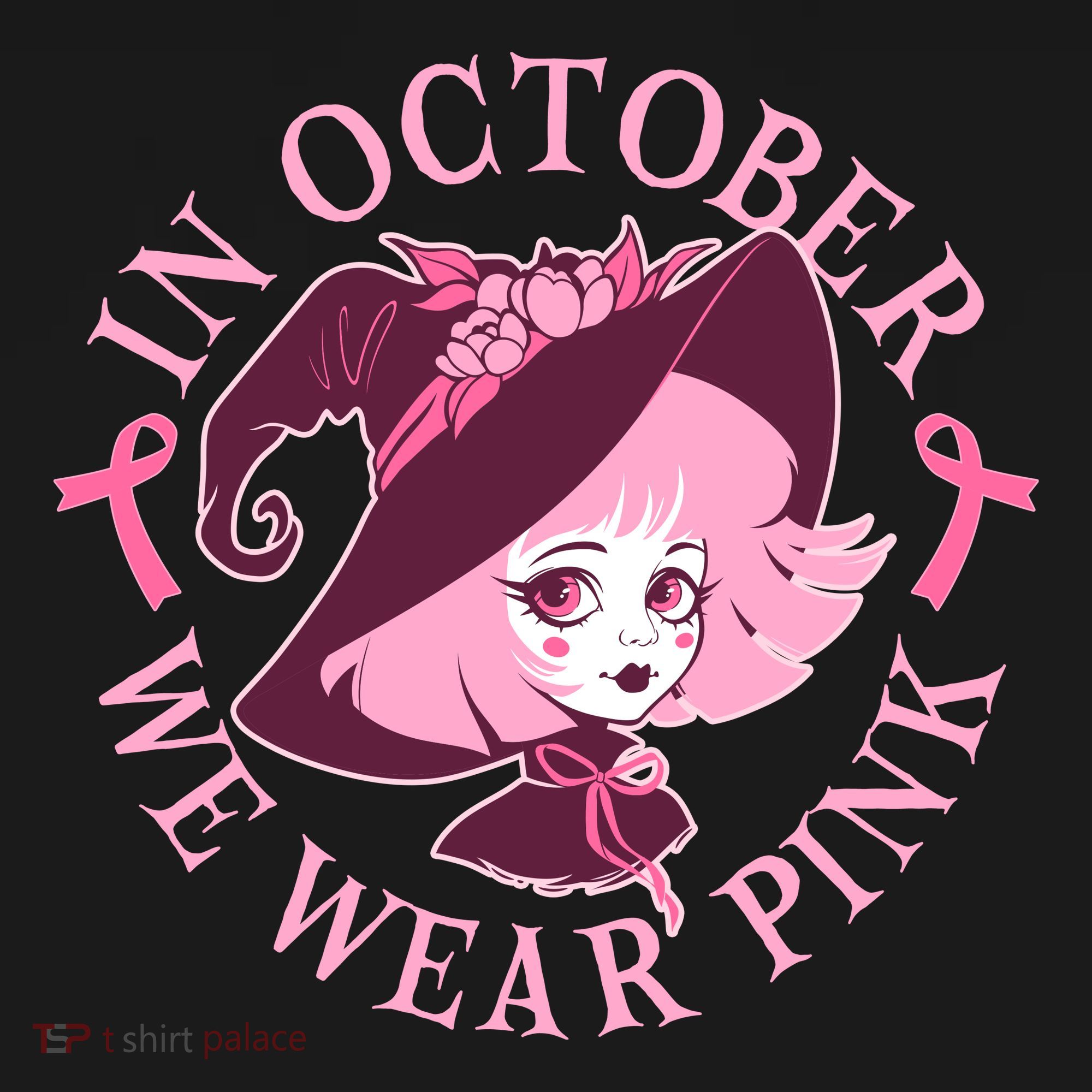 Cute Halloween Breast Cancer Awareness In October We Wear Pink Witch Women's Tank Top
