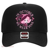 Cute Halloween Breast Cancer Awareness In October We Wear Pink Witch Hat thumb 0