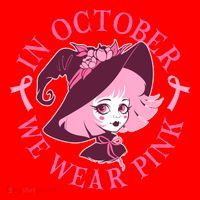 Cute Halloween Breast Cancer Awareness In October We Wear Pink Witch Santa Hat thumb 1