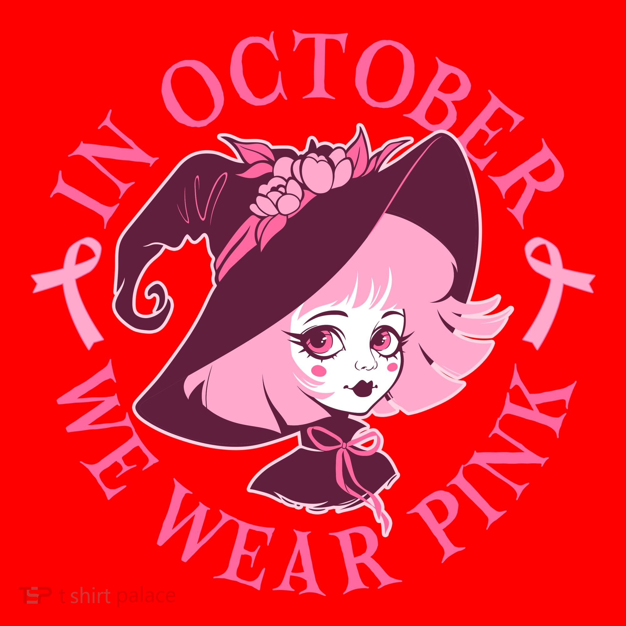 Cute Halloween Breast Cancer Awareness In October We Wear Pink Witch Santa Hat