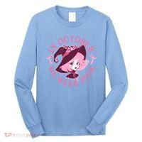 Cute Halloween Breast Cancer Awareness In October We Wear Pink Witch Long Sleeve Shirt thumb 0
