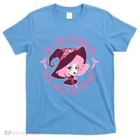 Cute Halloween Breast Cancer Awareness In October We Wear Pink Witch T-Shirt thumb 0