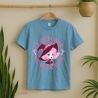 Cute Halloween Breast Cancer Awareness In October We Wear Pink Witch T-Shirt thumb 2