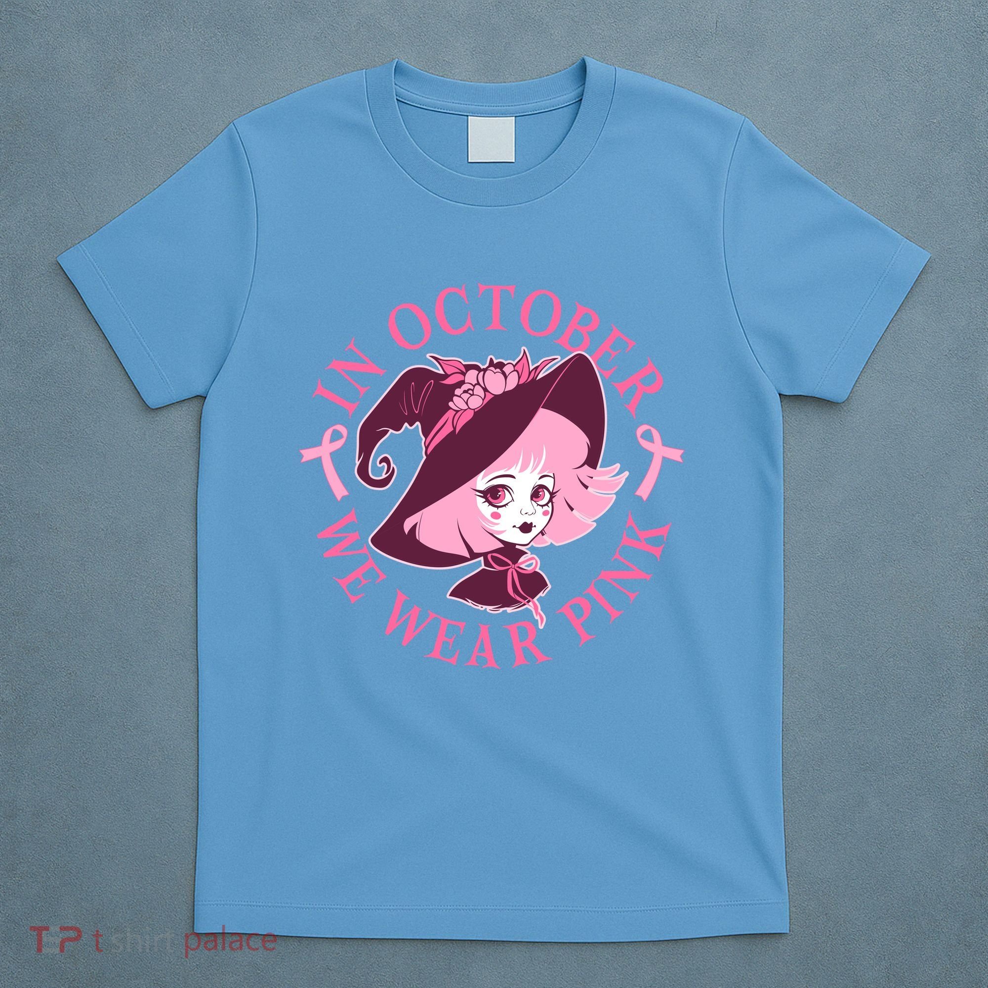 Cute Halloween Breast Cancer Awareness In October We Wear Pink Witch T-Shirt