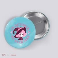 Cute Halloween Breast Cancer Awareness In October We Wear Pink Witch Button thumb 0