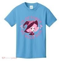 Cute Halloween Breast Cancer Awareness In October We Wear Pink Witch Kids T-Shirt thumb 0