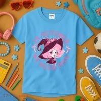Cute Halloween Breast Cancer Awareness In October We Wear Pink Witch Kids T-Shirt thumb 3