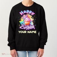 Cute Happy Birthday Graffiti Cupcake Personalized Custom Name Women's Sweatshirt thumb 0