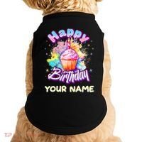 Cute Happy Birthday Graffiti Cupcake Personalized Custom Name Doggie Tank thumb 0