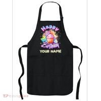 Cute Happy Birthday Graffiti Cupcake Personalized Custom Name Apron thumb 0