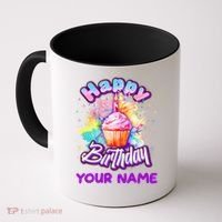 Cute Happy Birthday Graffiti Cupcake Personalized Custom Name Coffee Mug thumb 0