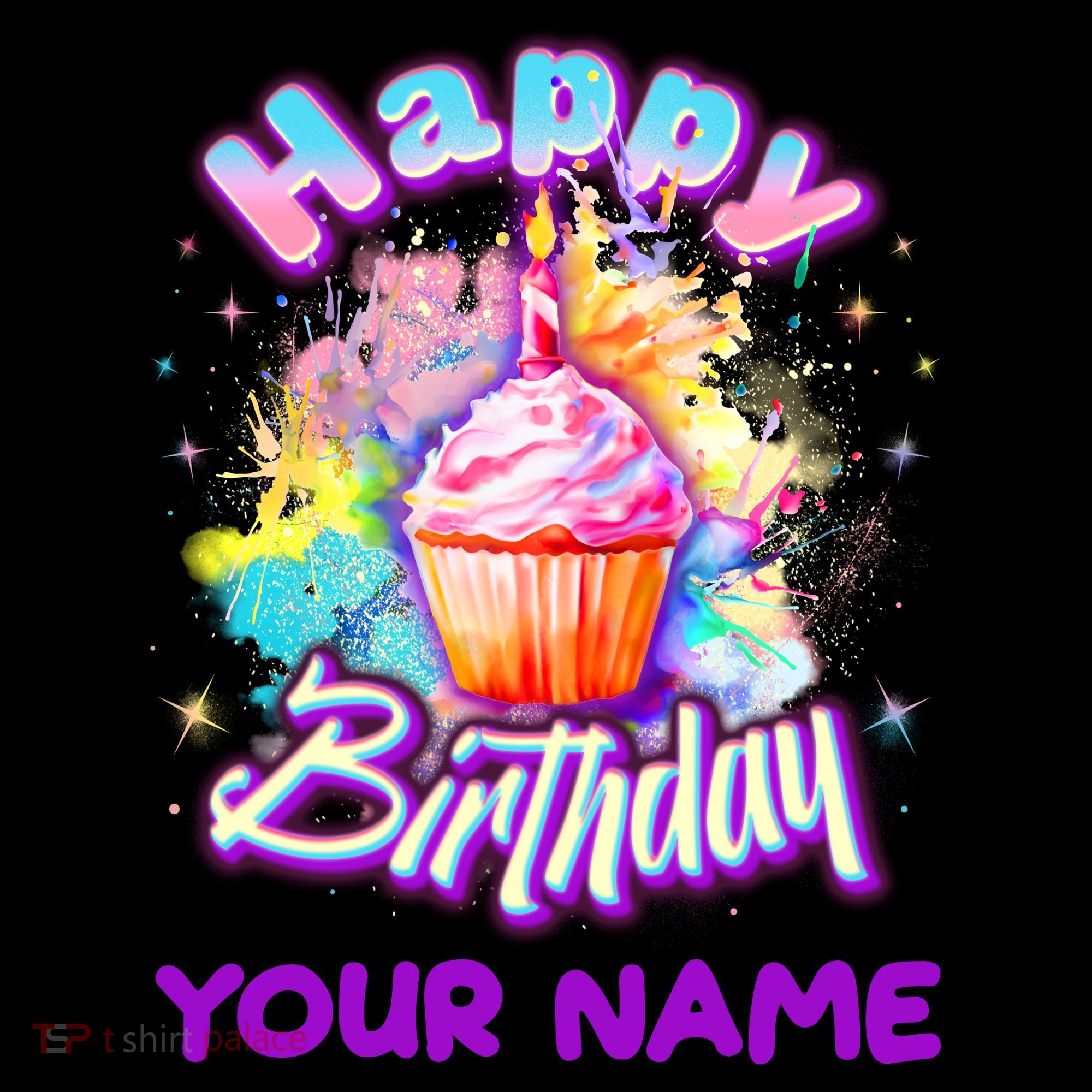 Cute Happy Birthday Graffiti Cupcake Personalized Custom Name Coffee Mug