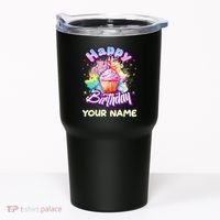 Cute Happy Birthday Graffiti Cupcake Personalized Custom Name Tumbler thumb 0