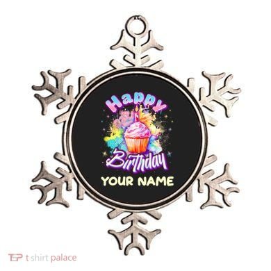 Cute Happy Birthday Graffiti Cupcake Personalized Custom Name Ornament
