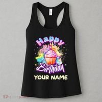 Cute Happy Birthday Graffiti Cupcake Personalized Custom Name Women's Tank Top thumb 3