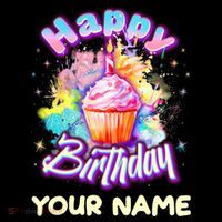 Cute Happy Birthday Graffiti Cupcake Personalized Custom Name Visor thumb 3