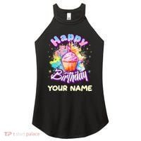 Cute Happy Birthday Graffiti Cupcake Personalized Custom Name Women's Perfect Tri Rocker Tank thumb 0