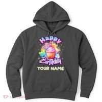 Cute Happy Birthday Graffiti Cupcake Personalized Custom Name Hoodie thumb 0