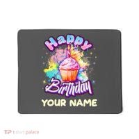 Cute Happy Birthday Graffiti Cupcake Personalized Custom Name Mousepad thumb 0