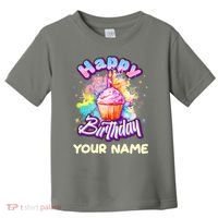 Cute Happy Birthday Graffiti Cupcake Personalized Custom Name Toddler T-Shirt thumb 0