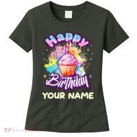 Cute Happy Birthday Graffiti Cupcake Personalized Custom Name Women's T-Shirt thumb 0