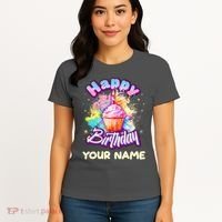 Cute Happy Birthday Graffiti Cupcake Personalized Custom Name Women's T-Shirt thumb 4
